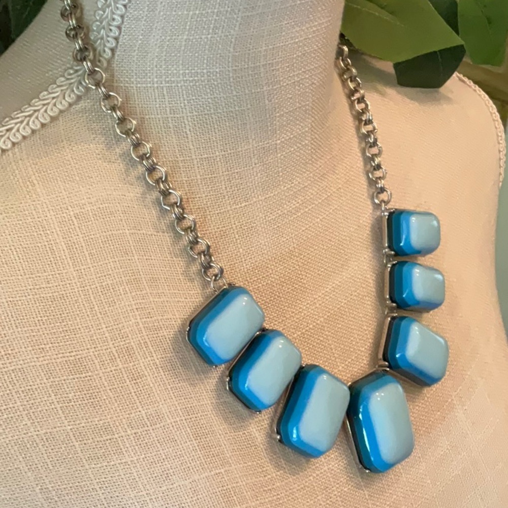 Coldwater Creek Blue Color Block Necklace - Picture 3 of 6